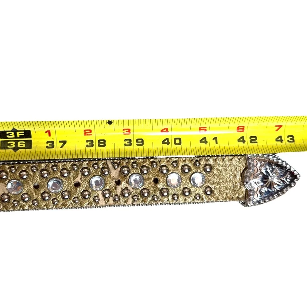 Womens Western Blingy Belt Sz L Studs Rhinestones Boujee Rodeo Gilded Queen Bey